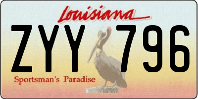 LA license plate ZYY796