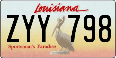 LA license plate ZYY798