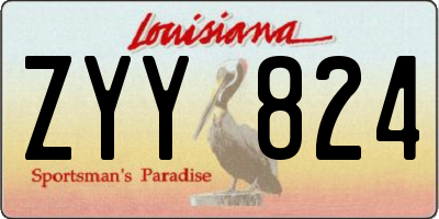 LA license plate ZYY824