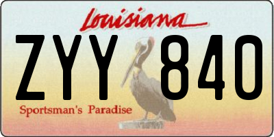 LA license plate ZYY840