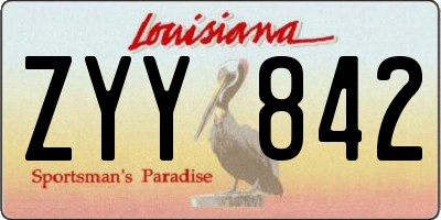 LA license plate ZYY842