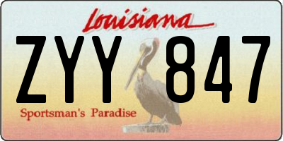 LA license plate ZYY847