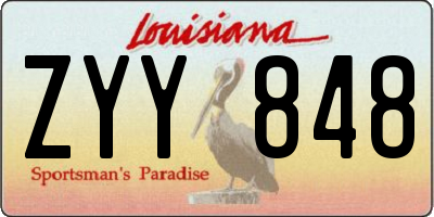 LA license plate ZYY848