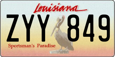 LA license plate ZYY849