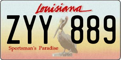 LA license plate ZYY889