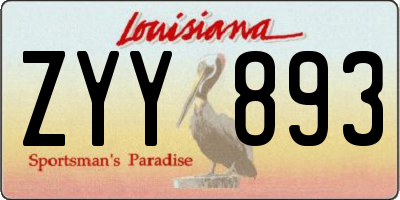 LA license plate ZYY893