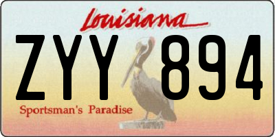 LA license plate ZYY894