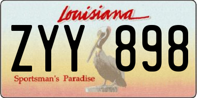 LA license plate ZYY898