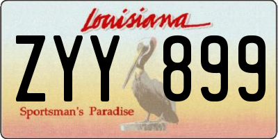 LA license plate ZYY899