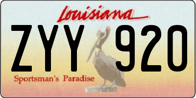 LA license plate ZYY920