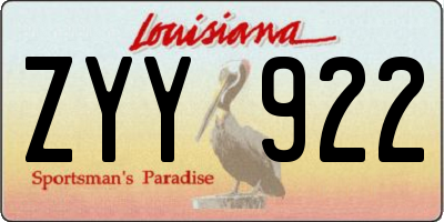 LA license plate ZYY922