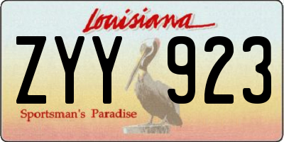 LA license plate ZYY923