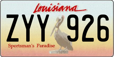 LA license plate ZYY926