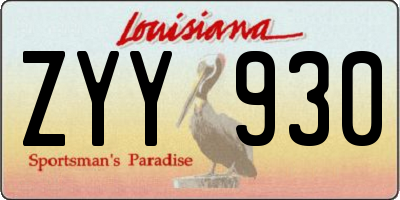 LA license plate ZYY930