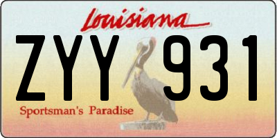 LA license plate ZYY931