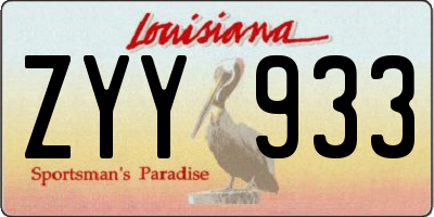 LA license plate ZYY933