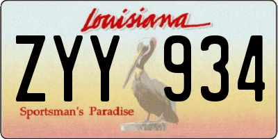 LA license plate ZYY934