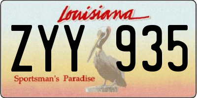 LA license plate ZYY935