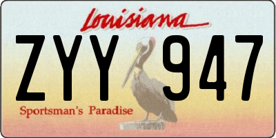 LA license plate ZYY947