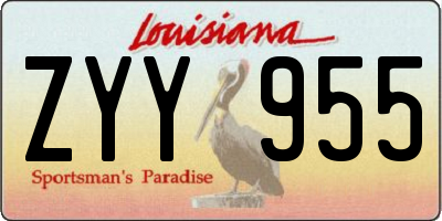 LA license plate ZYY955