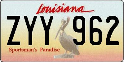 LA license plate ZYY962