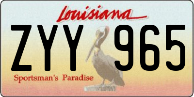 LA license plate ZYY965