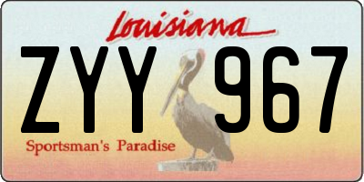 LA license plate ZYY967