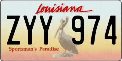 LA license plate ZYY974