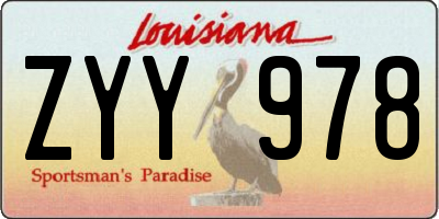 LA license plate ZYY978