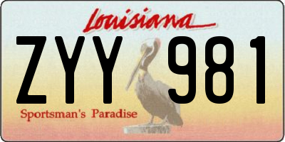 LA license plate ZYY981