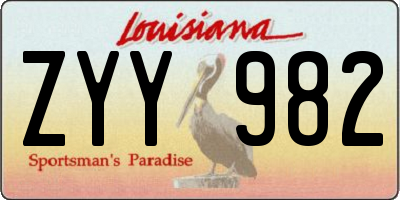 LA license plate ZYY982