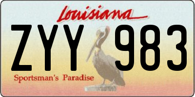 LA license plate ZYY983