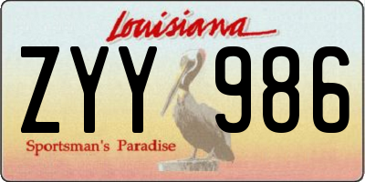 LA license plate ZYY986