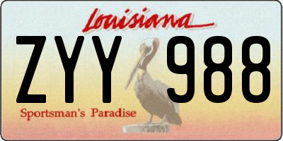 LA license plate ZYY988