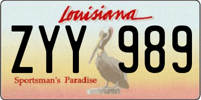 LA license plate ZYY989