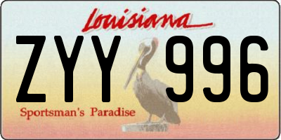 LA license plate ZYY996