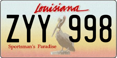 LA license plate ZYY998