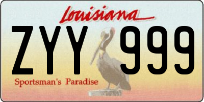 LA license plate ZYY999