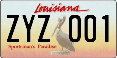 LA license plate ZYZ001