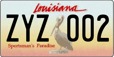 LA license plate ZYZ002