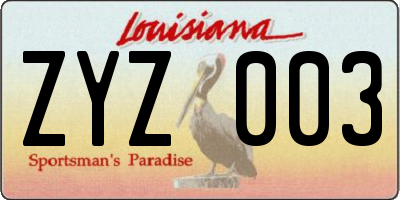 LA license plate ZYZ003