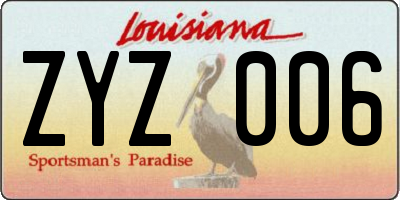 LA license plate ZYZ006