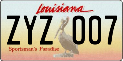 LA license plate ZYZ007