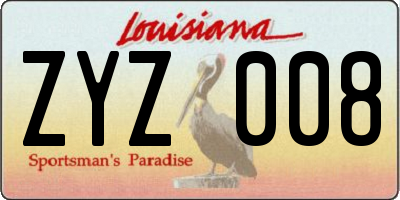 LA license plate ZYZ008