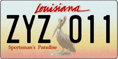 LA license plate ZYZ011