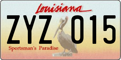 LA license plate ZYZ015