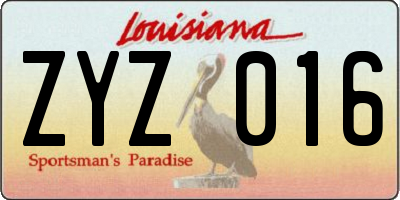 LA license plate ZYZ016