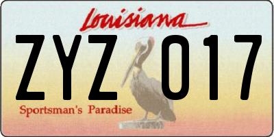 LA license plate ZYZ017