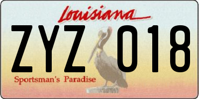 LA license plate ZYZ018