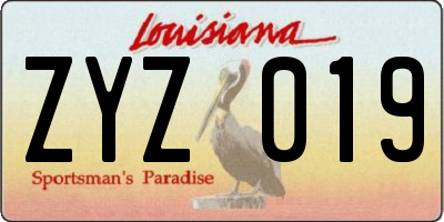 LA license plate ZYZ019